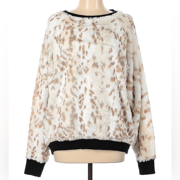 🎯SpiritHoods Snow Leopard Luxe Faux Fur Sweater Size Large - Picture 1 of 12